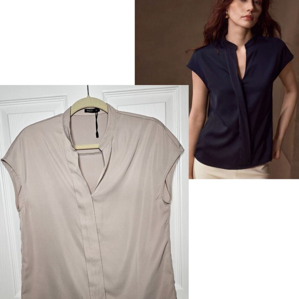 MOTF Elegant Beige/ Tan Colored Blouse Size Mediu.